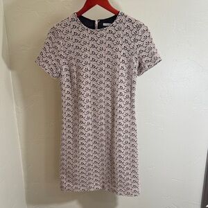 Diane Von Furstenberg Black and Beige Floral Lace Mini Dress